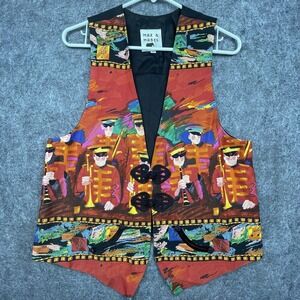 Vintage‎ Max & Mabel Vest Womens Medium Painted Marching Band Colorful Artsy